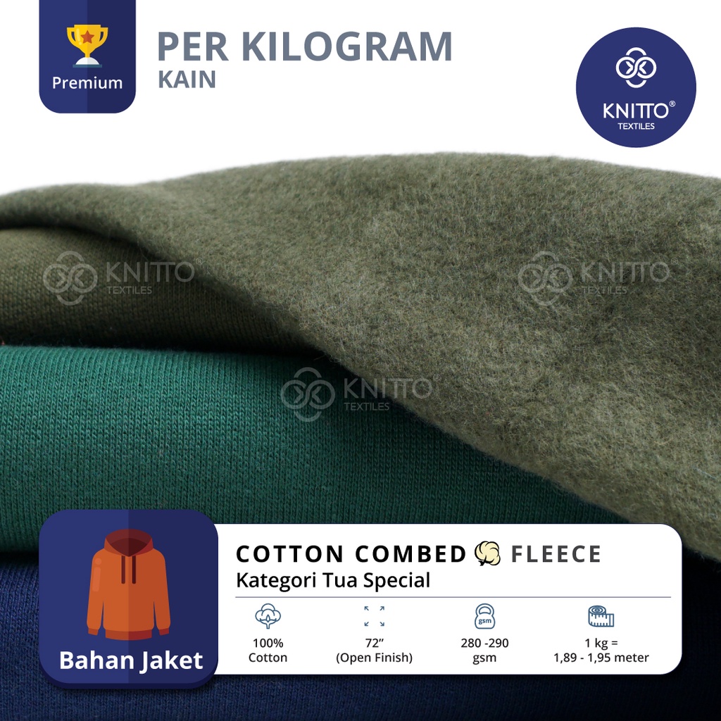 KAIN COTTON COMBED FLEECE WARNA TUA SPECIAL ( BAHAN SWEATER, HOODIE, JAKET ) - KNITTO
