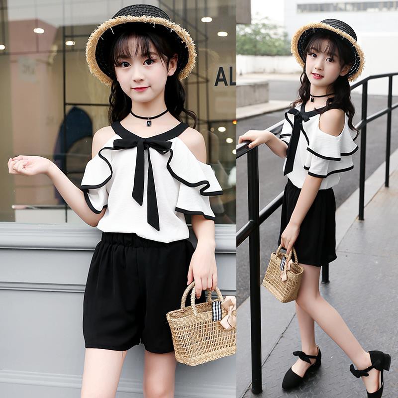 Setelan Blus Tanpa Lengan Celana  Pendek Bahan  Sifon  