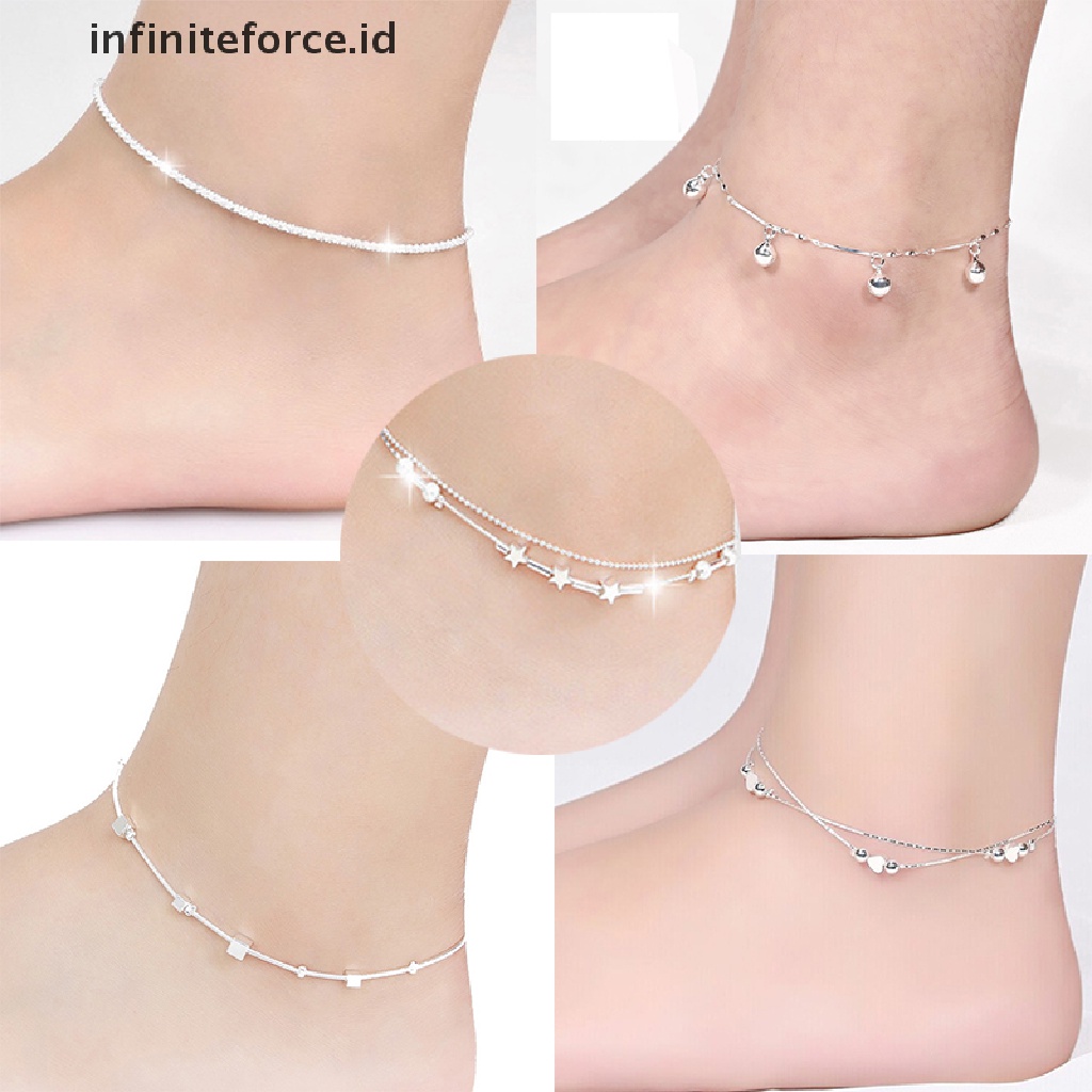 Infiniteforce.id Gelang Kaki Rantai Lapis Silver 925 Untuk Wanita