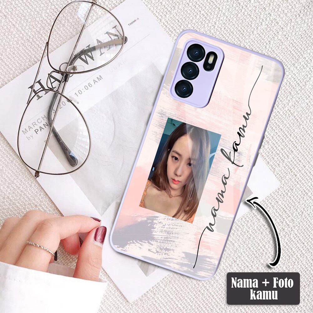 Custom Foto + Nama Softcase Glass Oppo A95 A16 A15 RENO 5 RENO 5F A5S A54 RENO 6  | Case Lucu | case