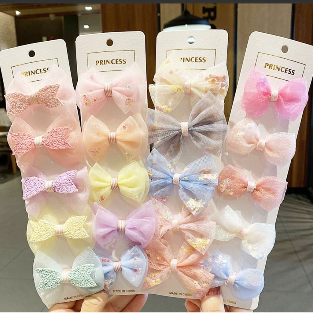 JEPIT ANAK KOREA PITA CHIFFON PASTEL 5IN1