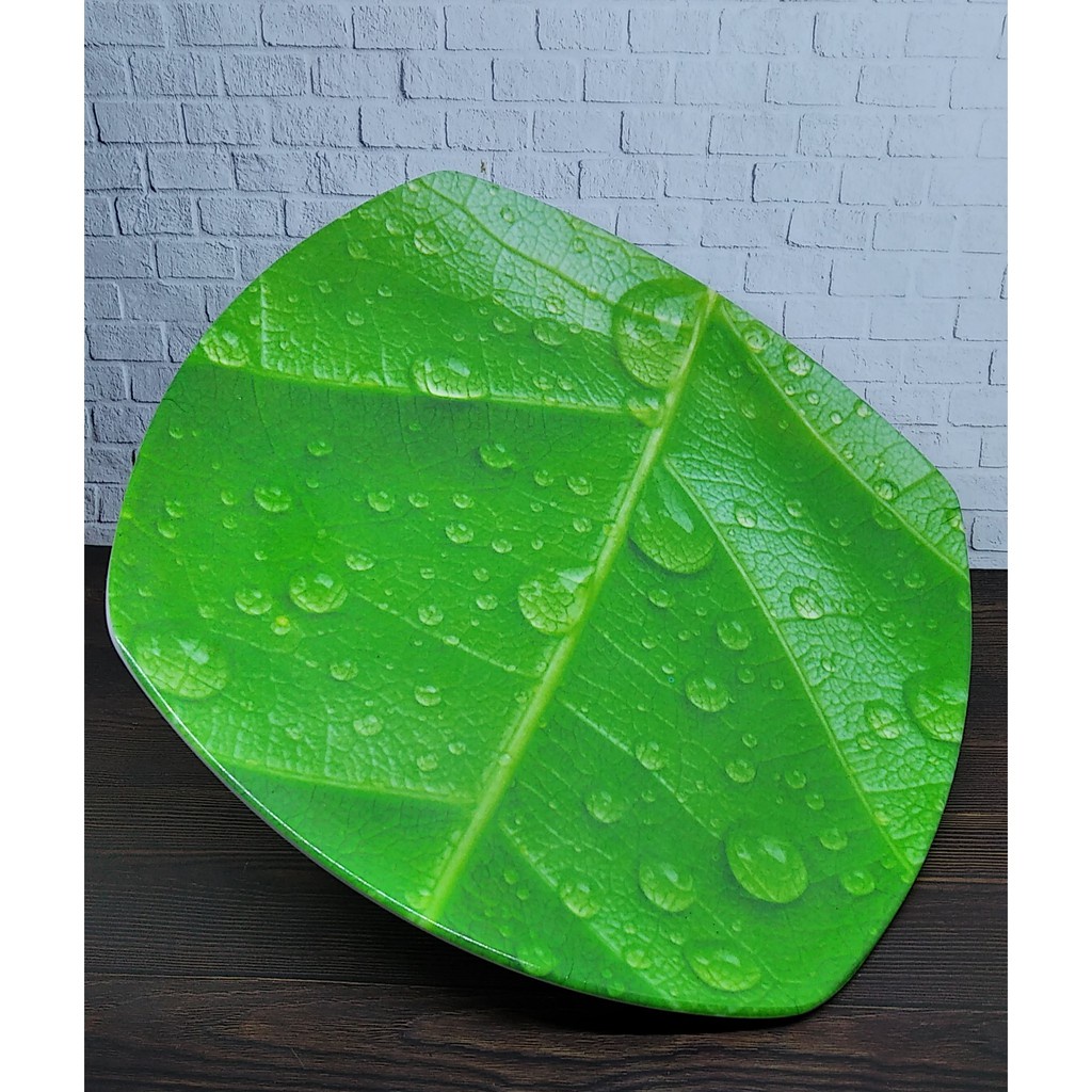 PIRING MELAMIN DAUN HIJAU 6 PCS PIRING SAJI MELAMIN PIRING MAKAN MELAMIN MOTIF DAUN
