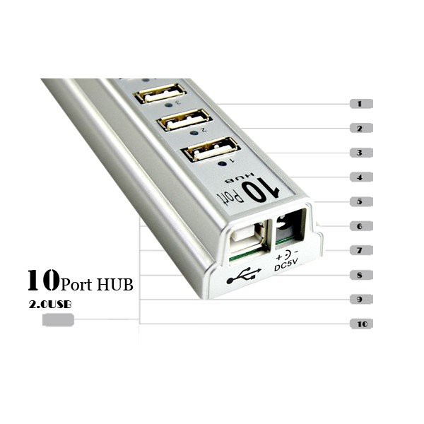 USB HUB 10 PORT + ADAPTOR