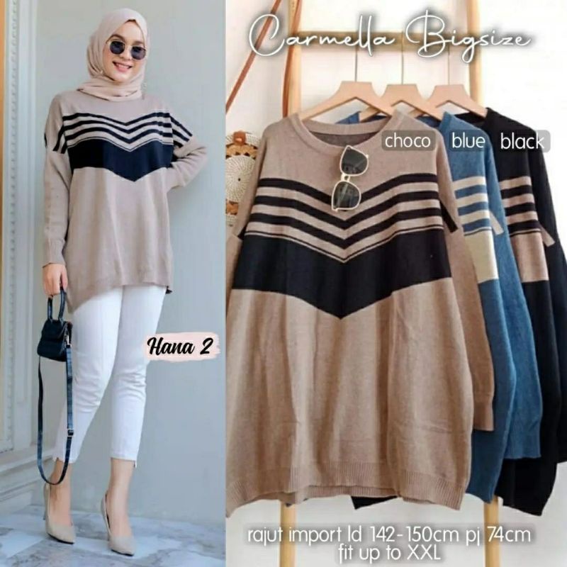 Carmella Bigsize, ATASAN RAJUT JUMBO SUPER CANTIK FIT XXXXL LD 140-150 BAHAN RAJUT IMPORT TERMURAH OOTD MODIS