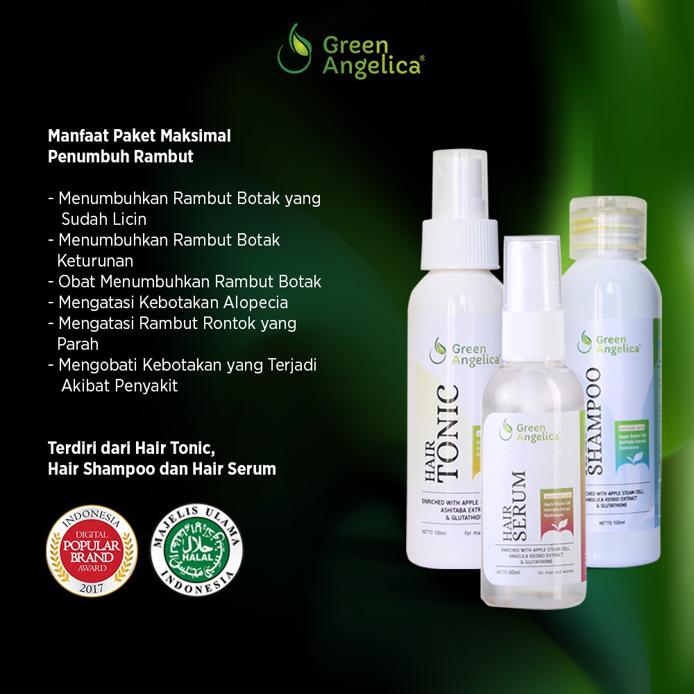 100 ORIGINAL Green Angelica Paket Lengkap Penumbuh Rambut Rontok