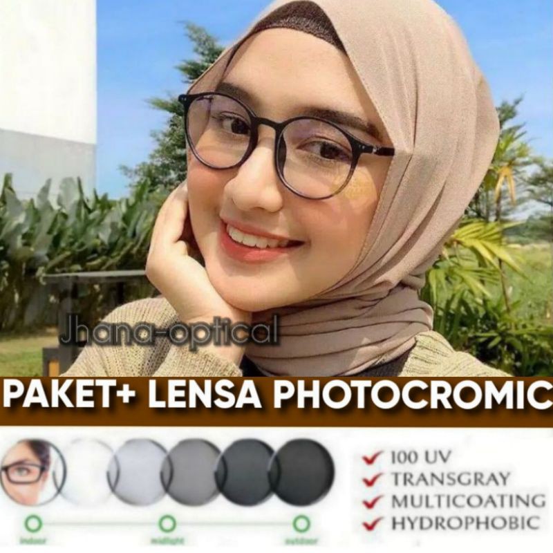 Kacamata frame 21261 paket lensa minus photocromic dan lensa crmc