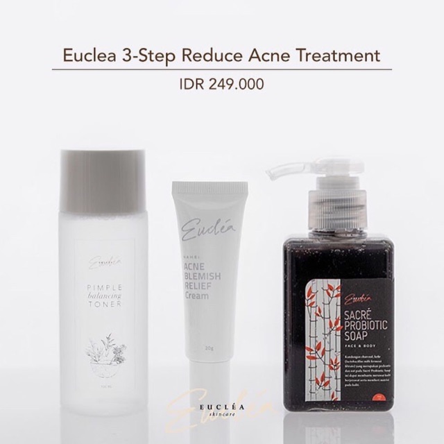 Sepaket 3 step euclea (facial wash toner dan acne blemish cream) free gift