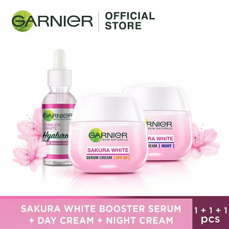 Garnier Sakura White Serum + Day Cream + Night Cream - Rangkaian Garnier