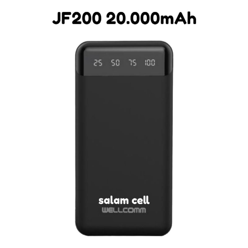 Powerbank WELLCOMM JF200 20.000mAh Power Bank JM100 VVIP 10.000mAh Type C Input 2 Output Original Garansi