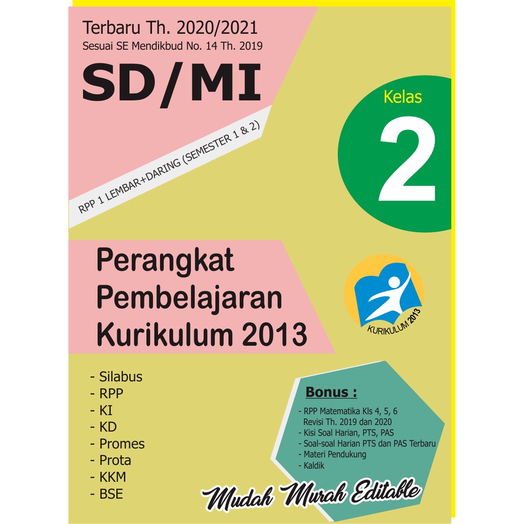CD RPP 1 LEMBAR Kelas 2 | Perangkat Pembelajaran Tematik UMUM Full GURU KELAS SD/MI Revisi 2020