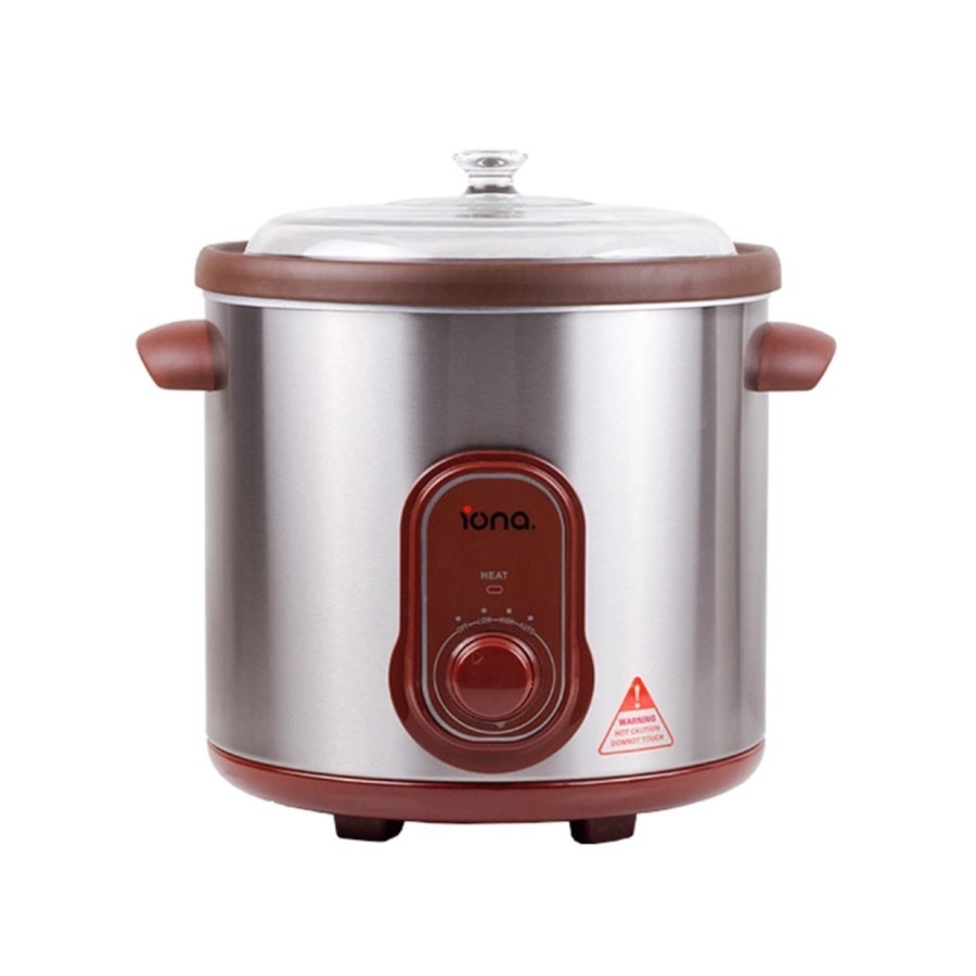 IONA 6L PURPLE CLAY AUTO SLOW COOKER WITH DOUBLE BOILER GLSC600