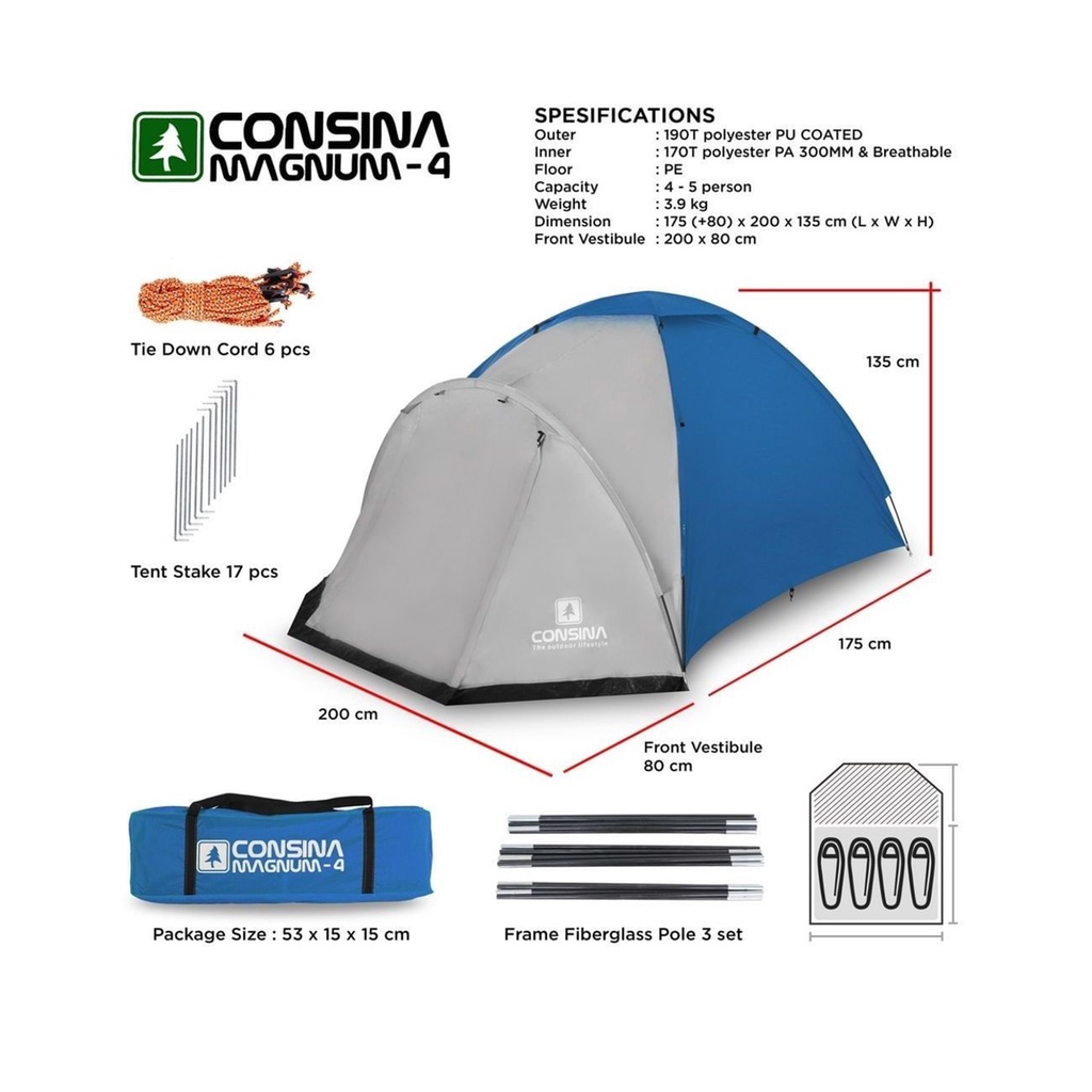 TENDA CONSINA MAGNUM 4 - TENDA KAPASITAS 4 ORANG