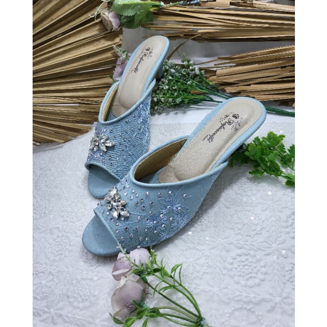 sepatu onabel babyblue tinggi 3cm lancip