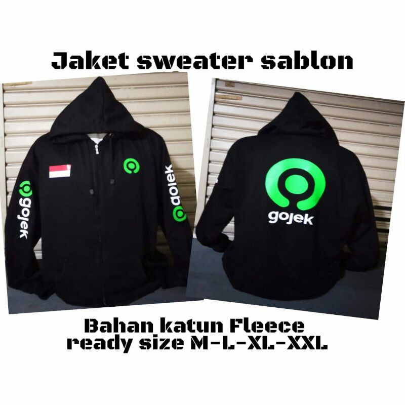 Sweater zipper hitam sablon DTF ojek online ojol