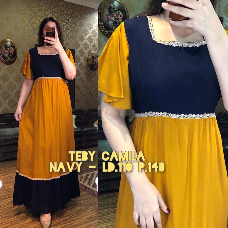 Daster Arab Teby CAMILA Long Dress Rayon Two tone Best Seller