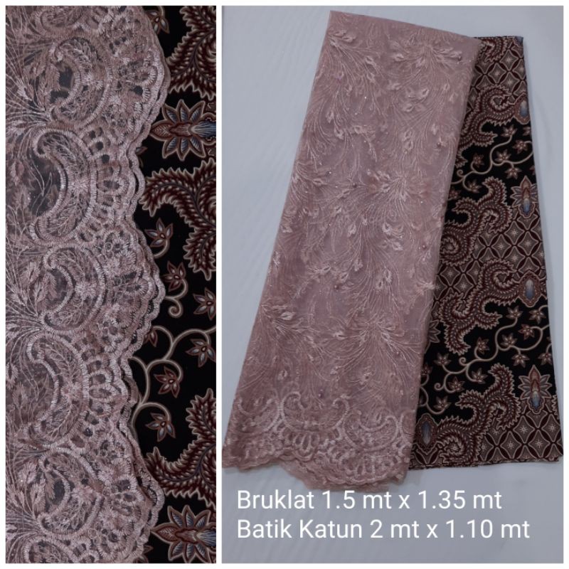 Bahan setelan kain batik dan brukat tile akar mutiara gliter