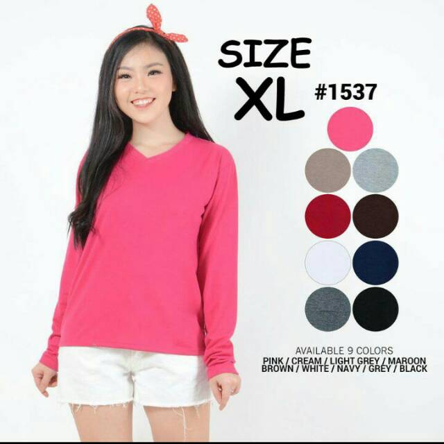  Kaos  belle  V neck wanita lengan panjang Shopee Indonesia