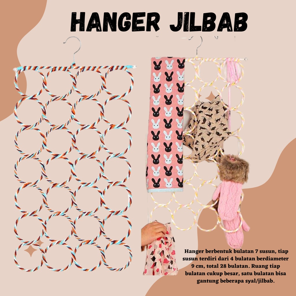 HARGA PROMO!!! Hanger 7 susun unik untuk gantung jilbab / Syal Belt 28 gantungan Hanger uni