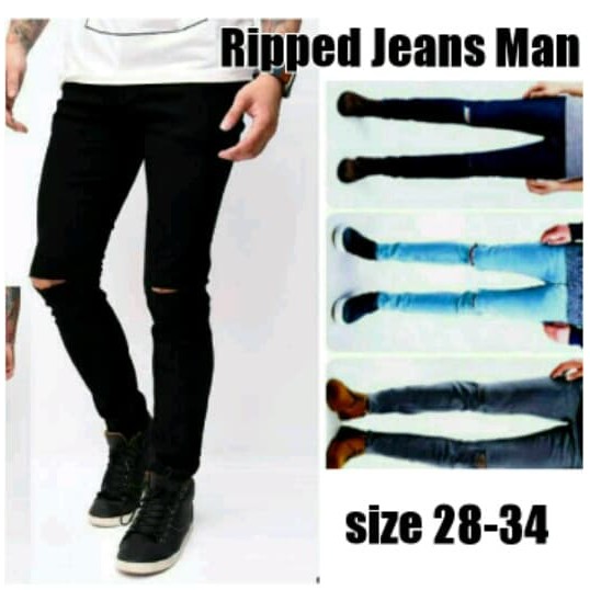 Celana Jeans Robek Keren | Celana Jeans Robek Pria | Robek-robek Celana Jeans K6R4