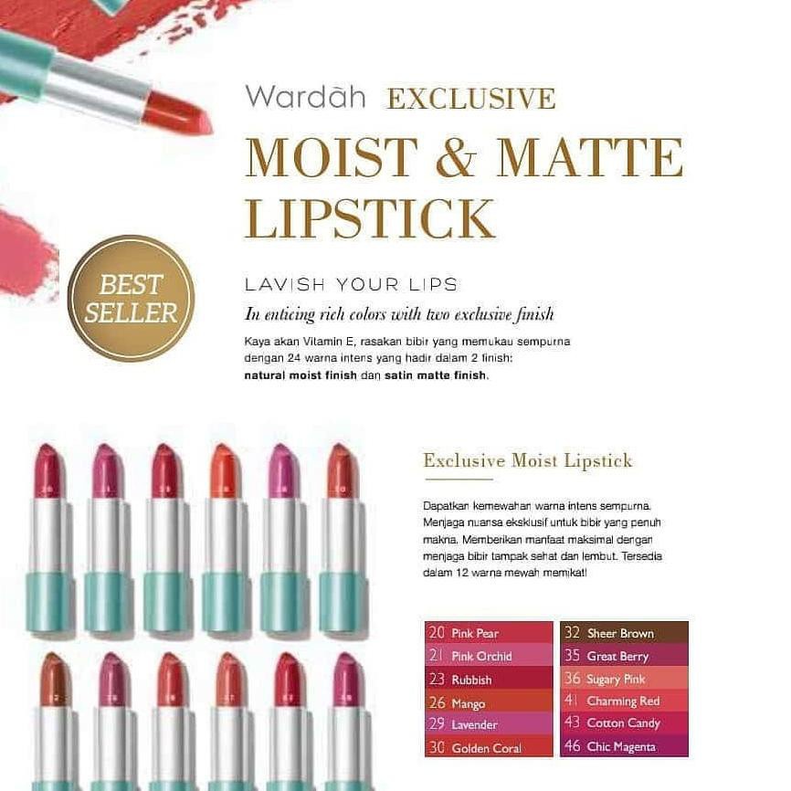 Wardah Exclusive Moist Lipstick (Kemasan Hijau Tua)(KIM)