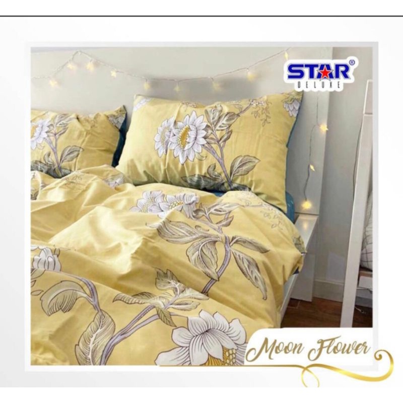 Moon Flower | Kain Ecer Katun CVC Star per 0.5 meter | kain sprei - piyama - dekor - mukena