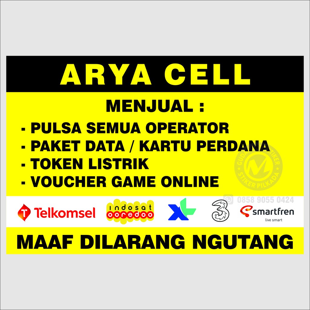 

STIKER VINYL MENJUAL PULSA & PAKET DATA (CUSTOM, NAMA TOKO TULIS DI CHAT/CATATAN ORDER)