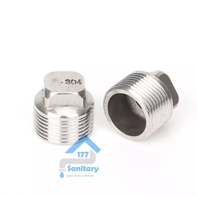 Tutup Dop Stainless 304  1/2 Inch plug  Drat LUAR Ss111x- Penutup pralon Pipa Dof Sambungan 0.5 Inch tutup lubang keran kran air  /X24