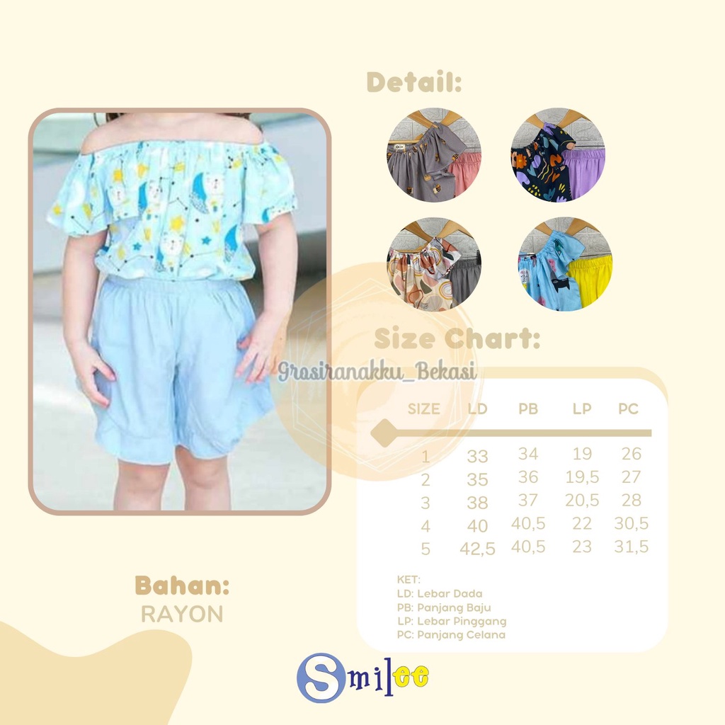Setelan Anak Rayon Smilee Amora Mix Motif Size 1-5Thn