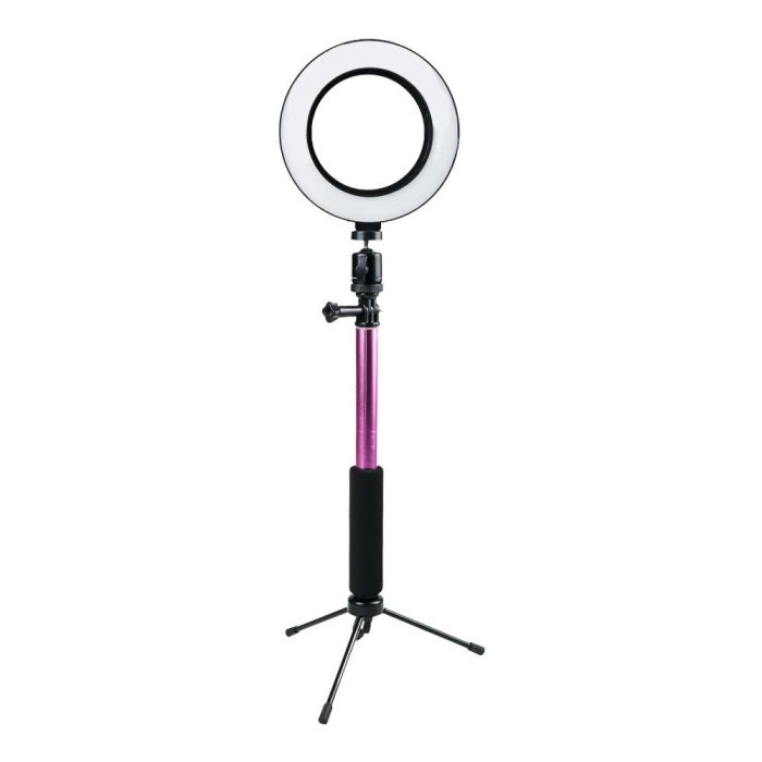 Lampu Ring Light LED Kamera 16CM + Tripod Halo EL940008A - Putih