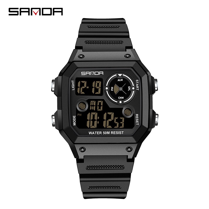 SANDA 418 Jam Tangan Pria Digital Tali Rubber Chronograph Anti Air WATCHKITE WKOS