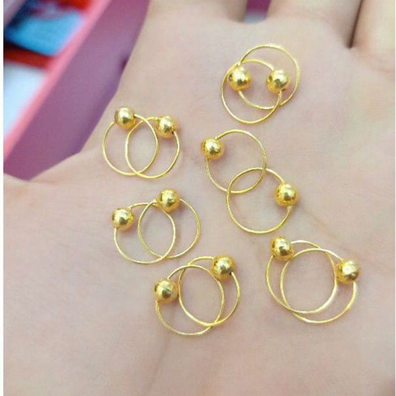 ANTING KENIP BOLA PERAK(925) LAPIS MAS KUNING 24K