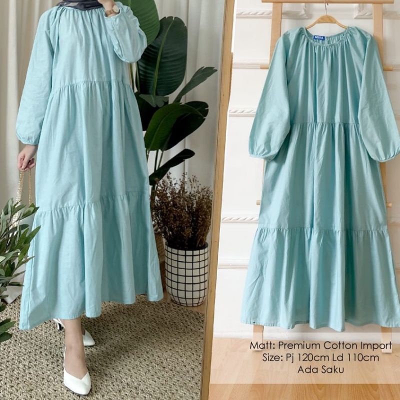 Sabrina midi dress fashion muslim remaja wanita