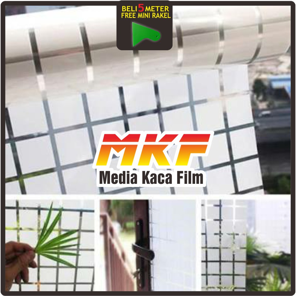 stiker kaca motif kotak kotak / stiker kaca jendela tidak tembus