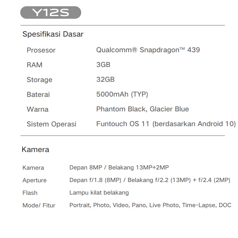 Vivo Y15s/Y12S hp RAM 3G ROM 32GB promo asli 100%original baru,  VIVO Y12 VIVO Y12s-1