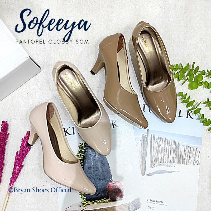 Bryan Sofeeya Pantofel Heels 5cm Glossy Polos Formal Kantor Bigsize Oversize Jumbo 36-40 41 42 43