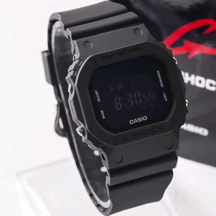 JAM TANGAN G-SHOCK CASIO DIGITAL RUBBER BULAT DAN SEGI FULL HITAM