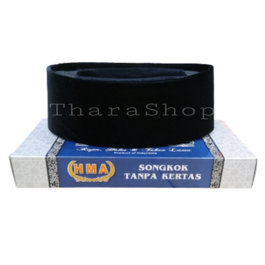 [Nomor 7] Peci Songkok Kopiah HMA Hitam Polos AC Tinggi 9 cm Beludru