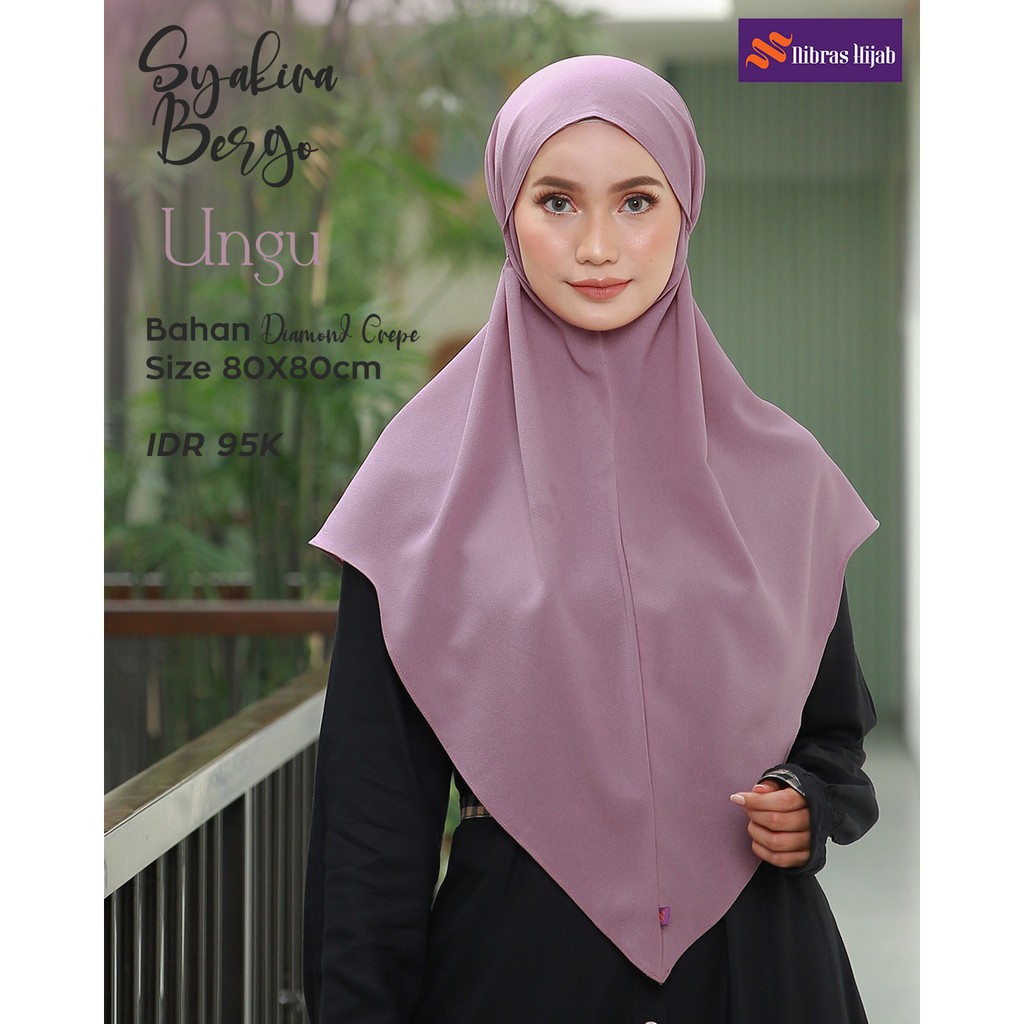 NIBRAS HIJAB SYAKIRA BERGO BAHAN DIAMOND CREPE HIJAB INSTANT BERGO POLOS MUSLIMAH