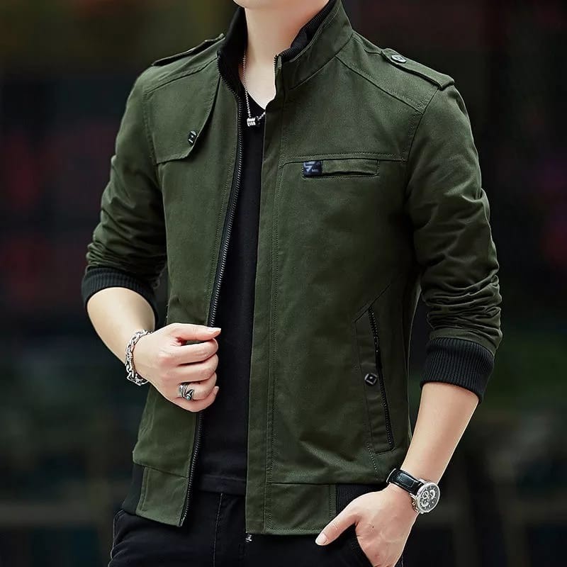 TOTOTAshop.Jaket fashion WEN WEN pria,Bahan kanvas premium,Lengan panjang.