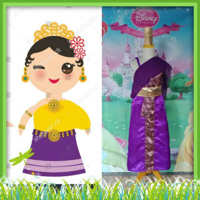 Kostum Anak Internasional Baju Adat Tradisional Negara Thailand Girl