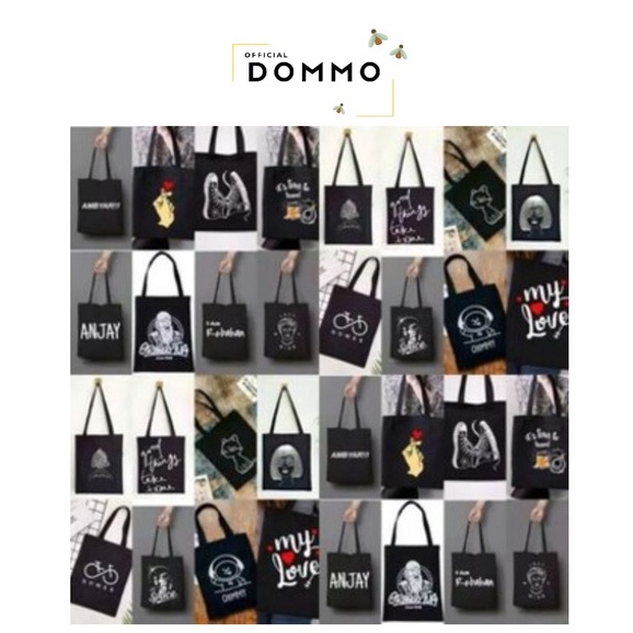 [LOKAL] DOMMO - D1514 Tote bag custom (PEREKAT) - kpop murah wanita custom motif