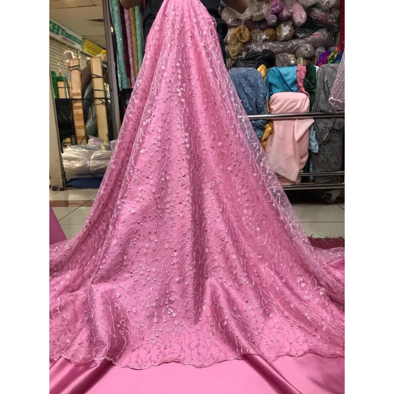 kain tile padi mutiar / bahan motif kembang mutiara / Bahan kebaya