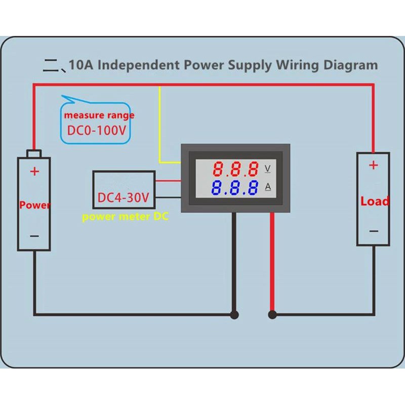 DC 0-100V 10A Amperemeter Voltmeter Digital