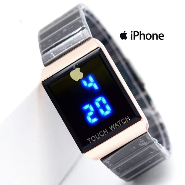 Jam Tangan Pria / Wanita iphone LED SK998 Rantai Black Rosegold