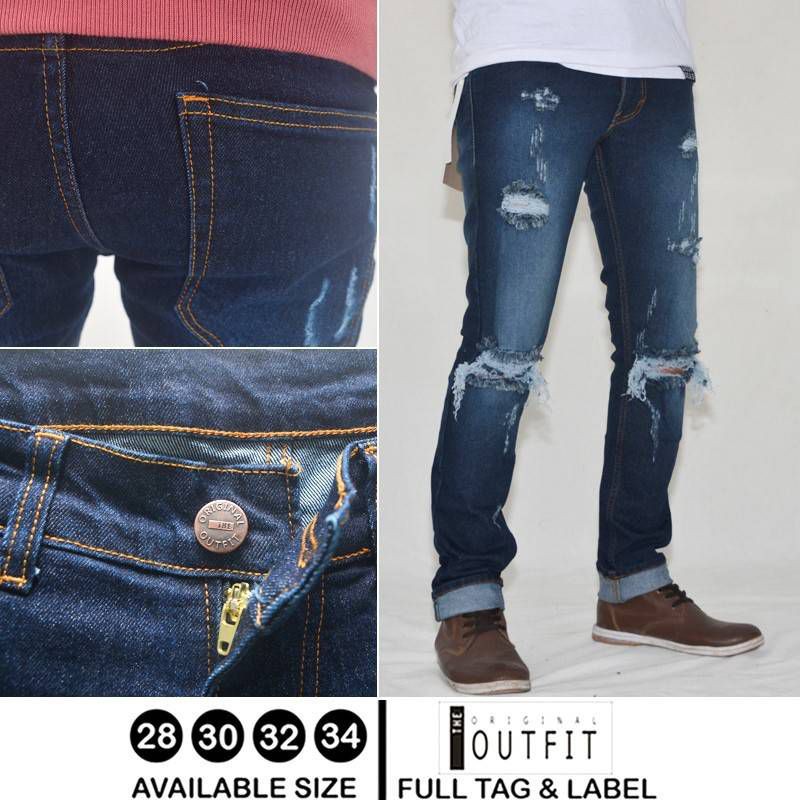 CELANA JEANS SOBEK /RIPPED JEANS SOBEK /CELANA JEANS DISTRO /CELANA PANJANG JEANS SOBEK LUTUT /CELANA PANJANG PRIA SOBEK LUTUT