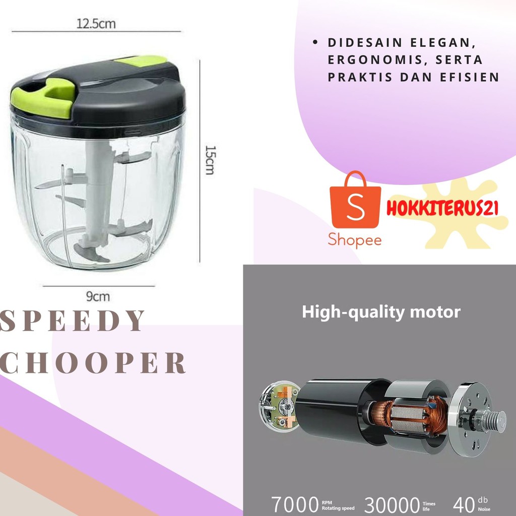 hokkiterus21 Speedy swift chopper pencacah turbo blender manual tarik JUMBO kualitas no 1