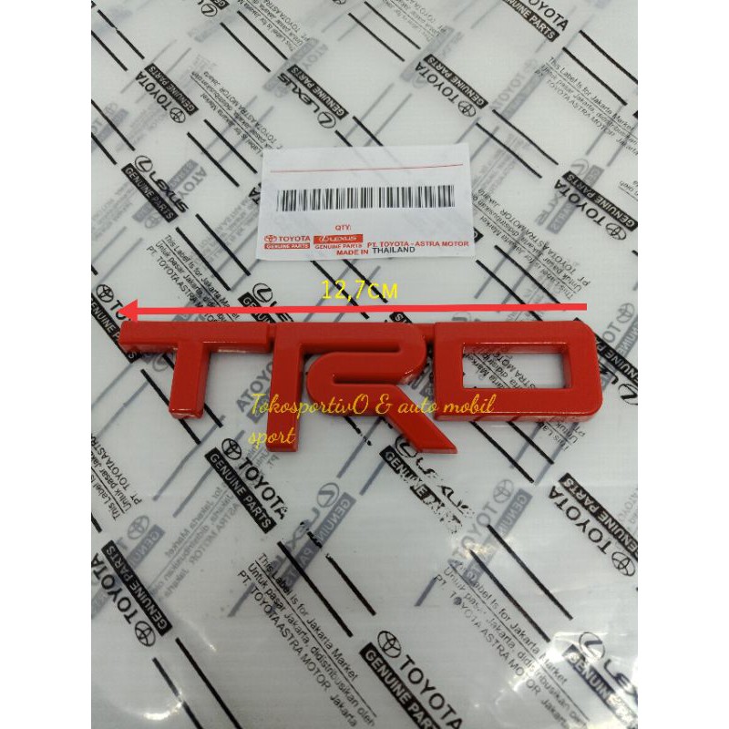 Emblem Logo Tulisan stiker huruf Toyota TRD merah all new Fortuner model tempel