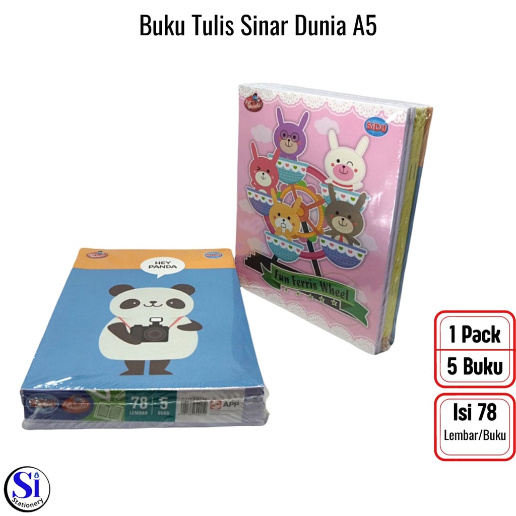 

Buku Tulis Sinar Dunia/SIDU A5 78 Lembar Isi 5 Pcs/1 Pack