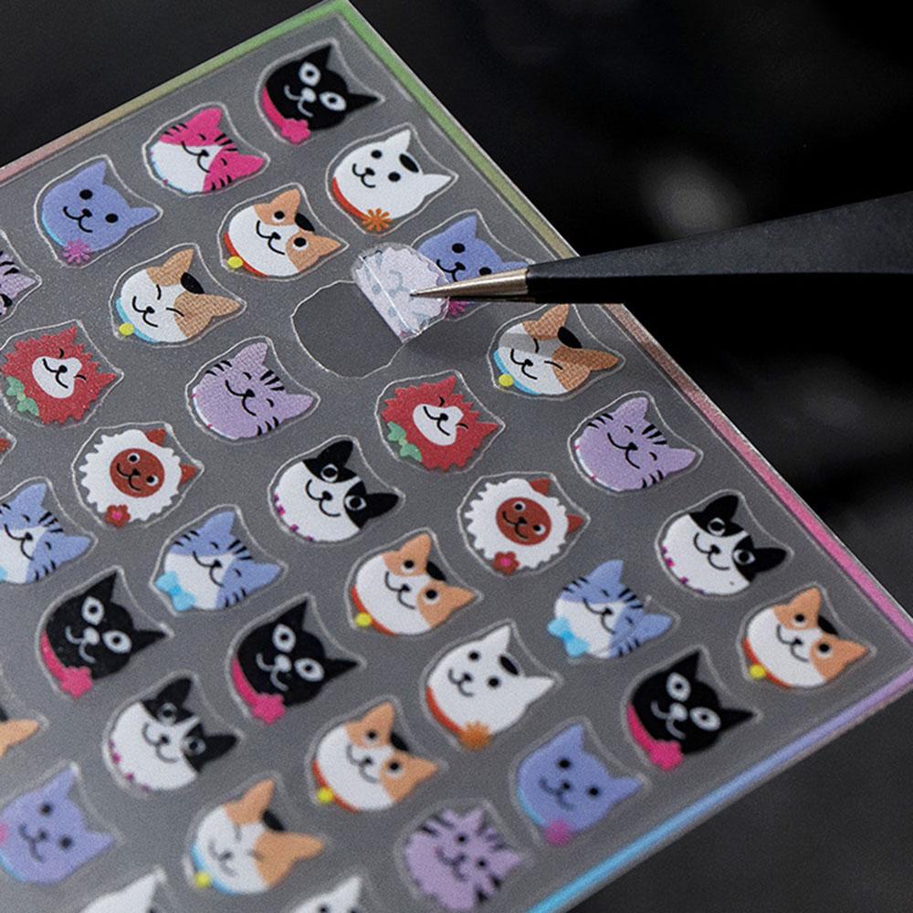 AUGUSTINA Agustin 3D Stiker Nail Art Tahan Air Decal Kucing Panda Kecil DIY Desain Nail Art