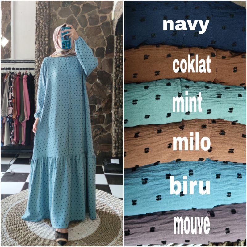 GAMIS SALVINA RUBIAH CRINKEL  BABYDOLL PREMIUM POLKADOT